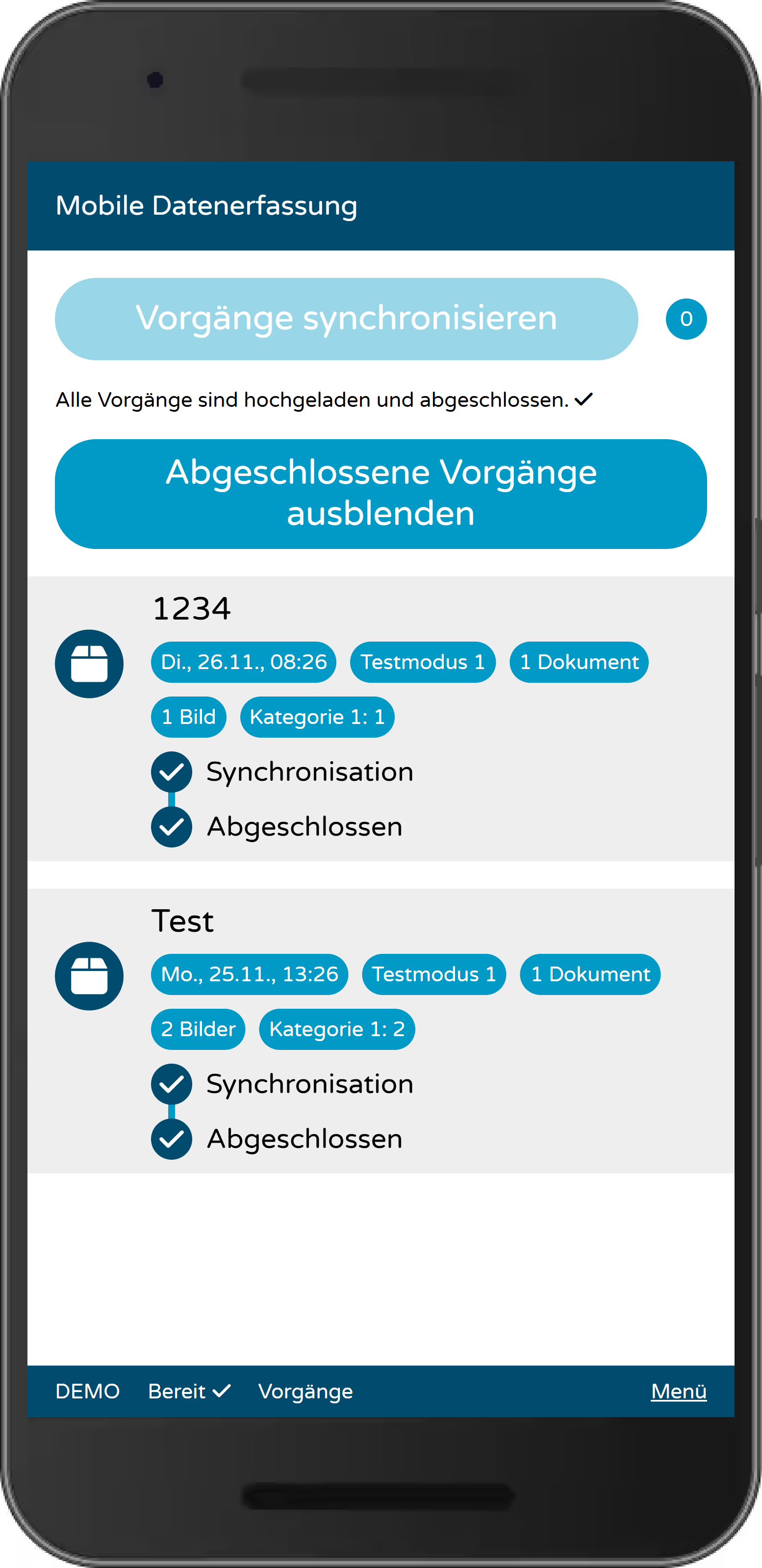 Vorgangsübersicht: Bereits synchronisierte & noch nicht synchronisierte Vorgänge einsehen